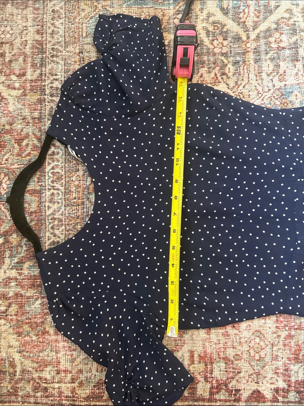 Reformation Gracie Navy Mini Dress with White Polka Dots - Picture 10 of 11